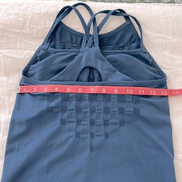 Athleta Namaste Support Tank Top Mesh Padded Yoga Exercise Gym Iron Blue XS - Picture 7 of 11
